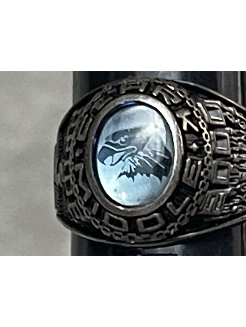 Vintage Clark Middle Class of 2000 Blue Sapphire Sterling Silver Ring Size 8.75